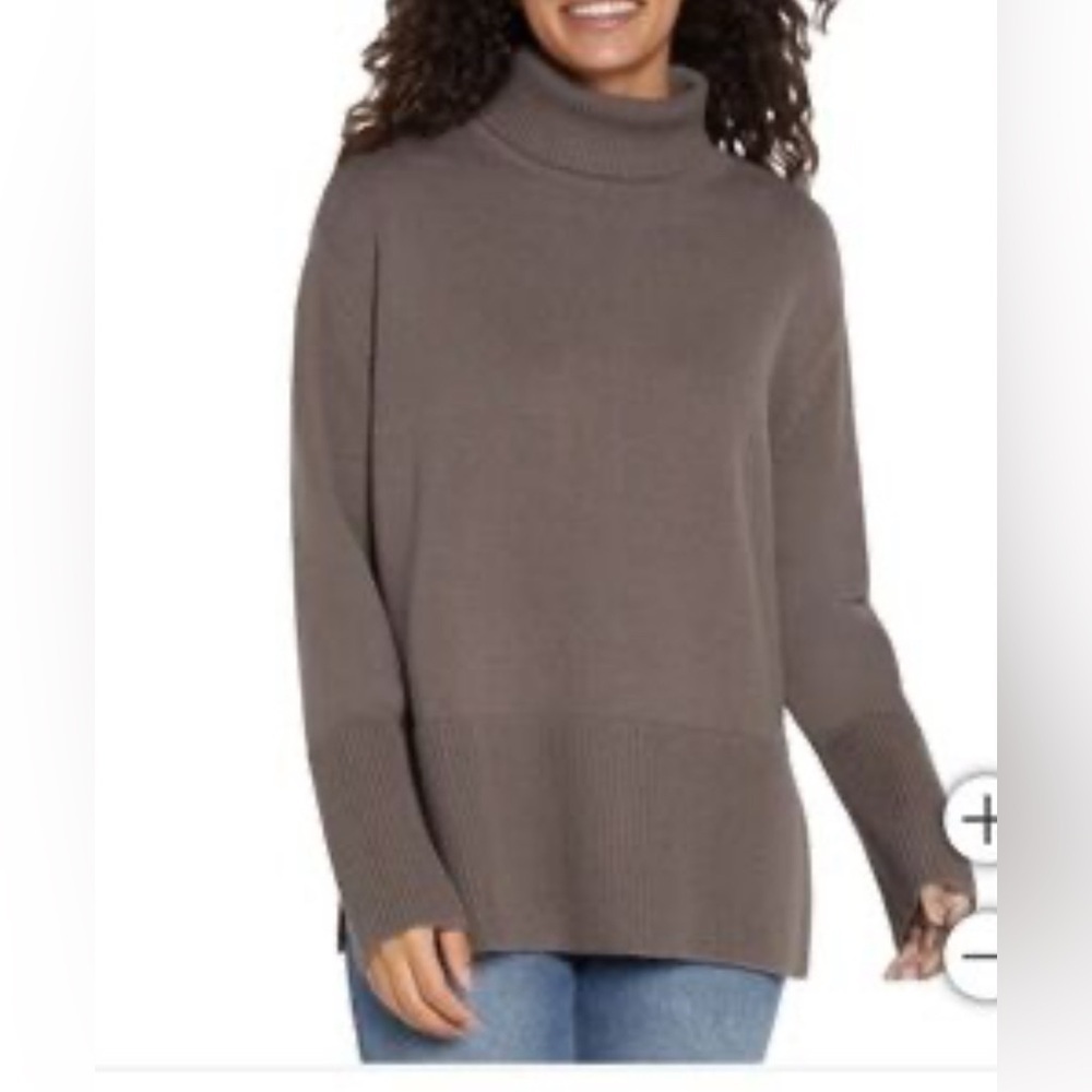 GAP | Brown | Split Hem | Turtleneck | Knit | Cotton | Sweater | Size S